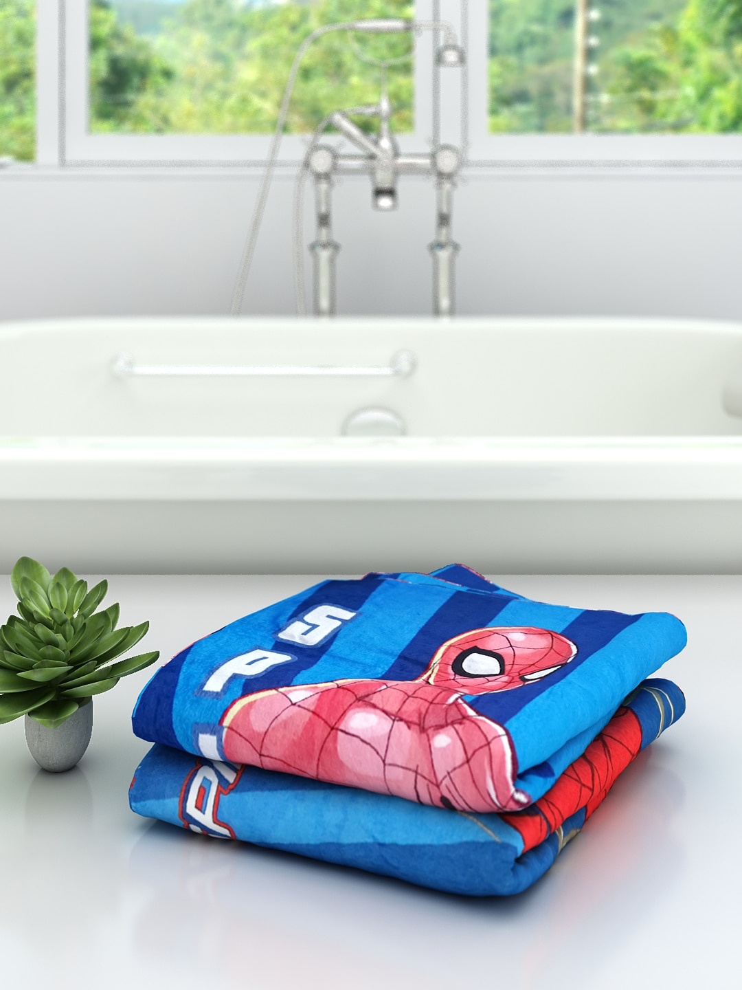 

Marvel Kids Set Of 2 Athom Trendz Printed 350 GSM Bath Towels, Blue