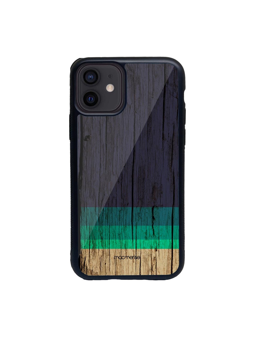 

Macmerise Black & Green Wood Stripes Blue Glass iPhone 12 Mini Phone Case
