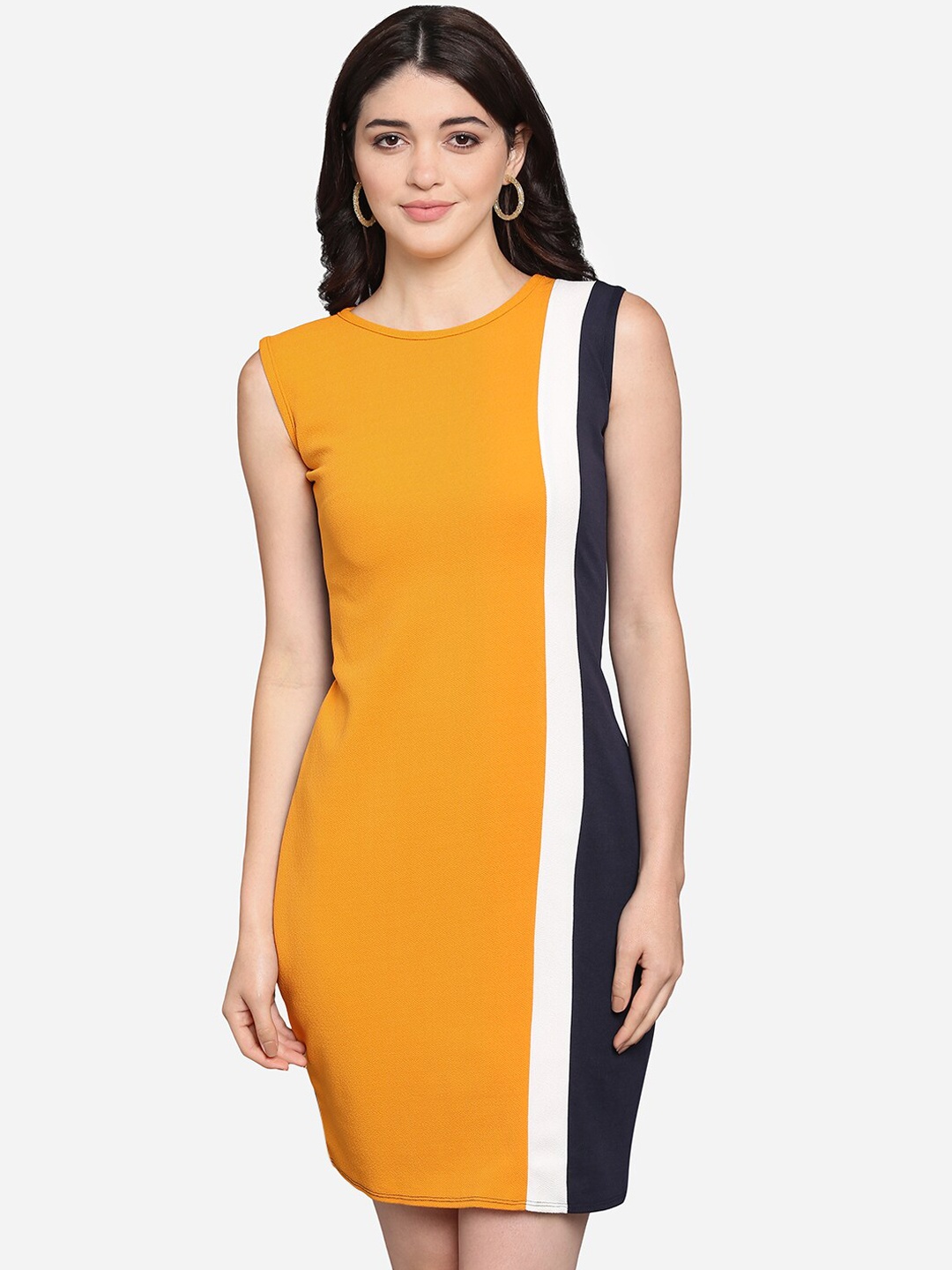 

PURVAJA Women Blue Colourblocked Sheath Dress