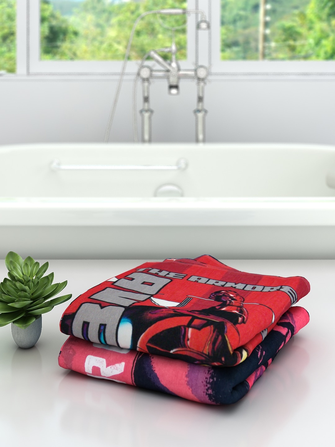 

Marvel Kids Set Of 2 Athom Trendz Printed 350 GSM Cotton Bath Towels, Black