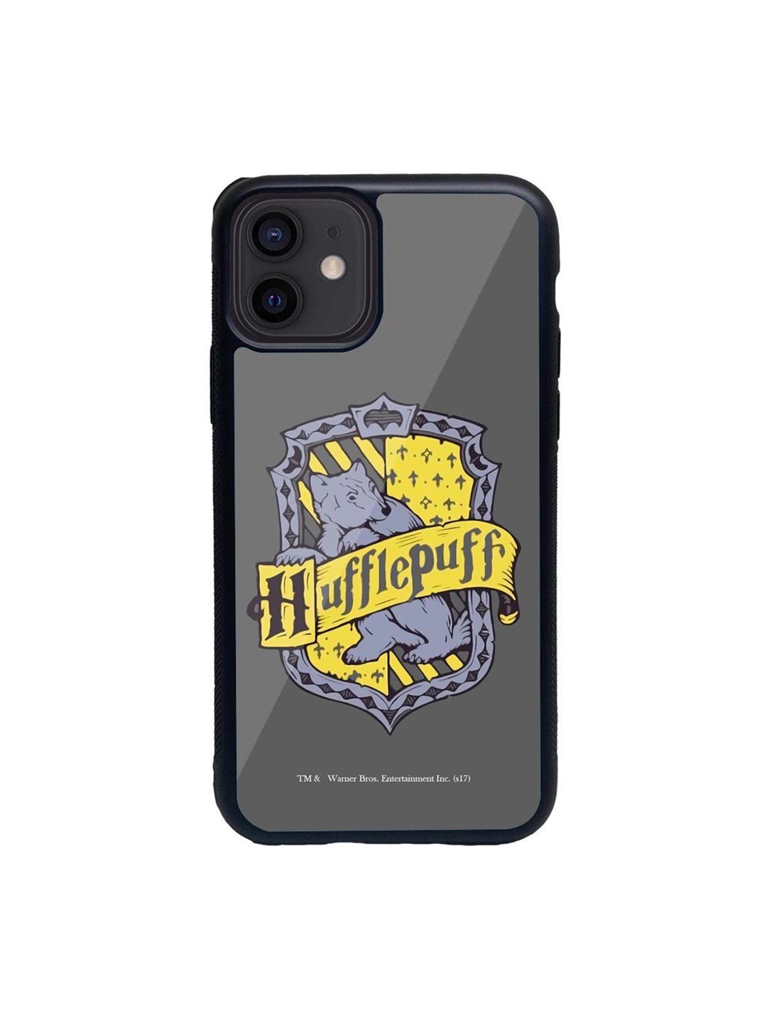 

macmerise Grey & Yellow Crest Hufflepuff Glass iPhone 12 Phone Case