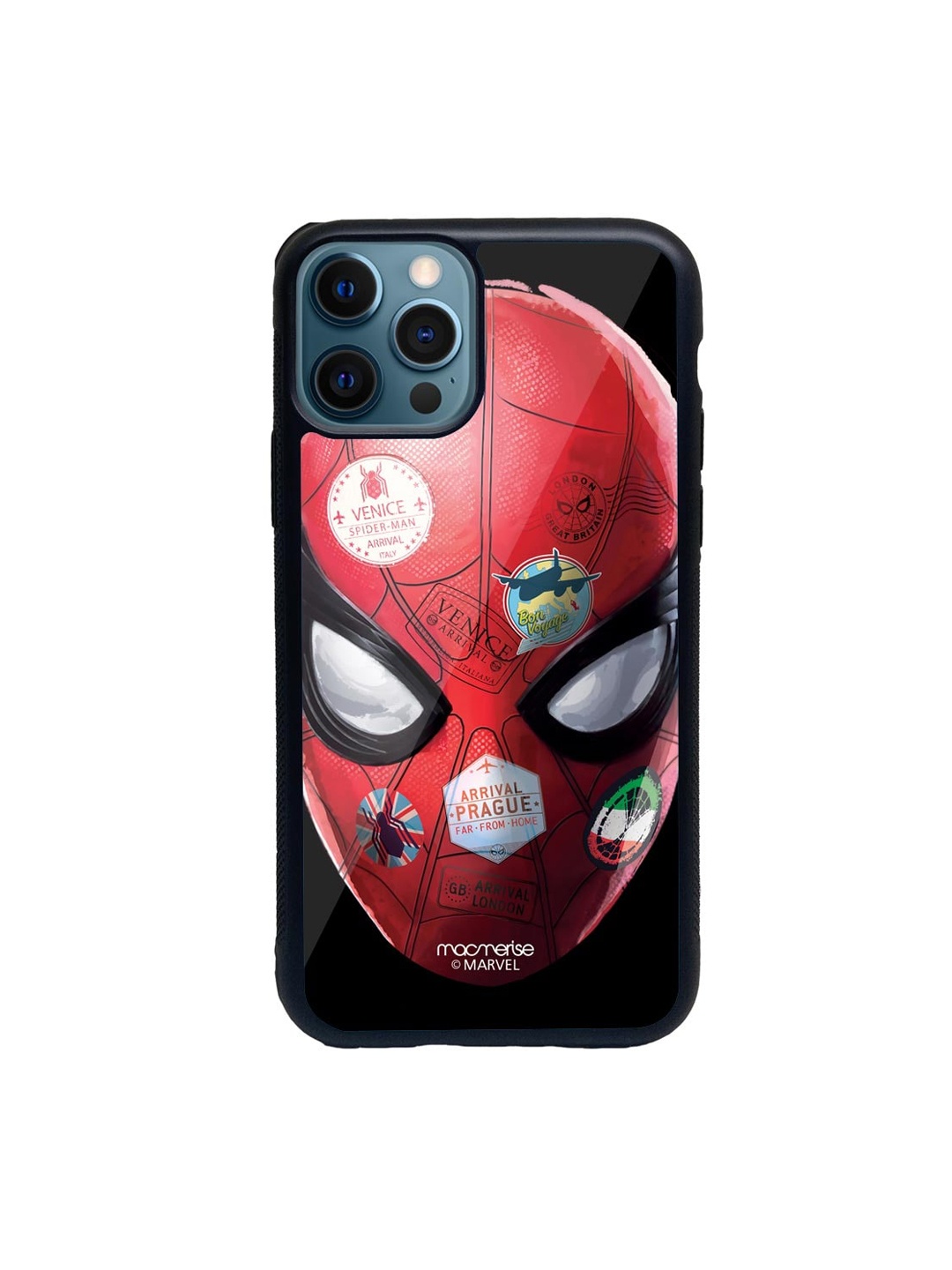 

macmerise Red & White Spidey Travel Stamps iPhone 12 Pro Back Case