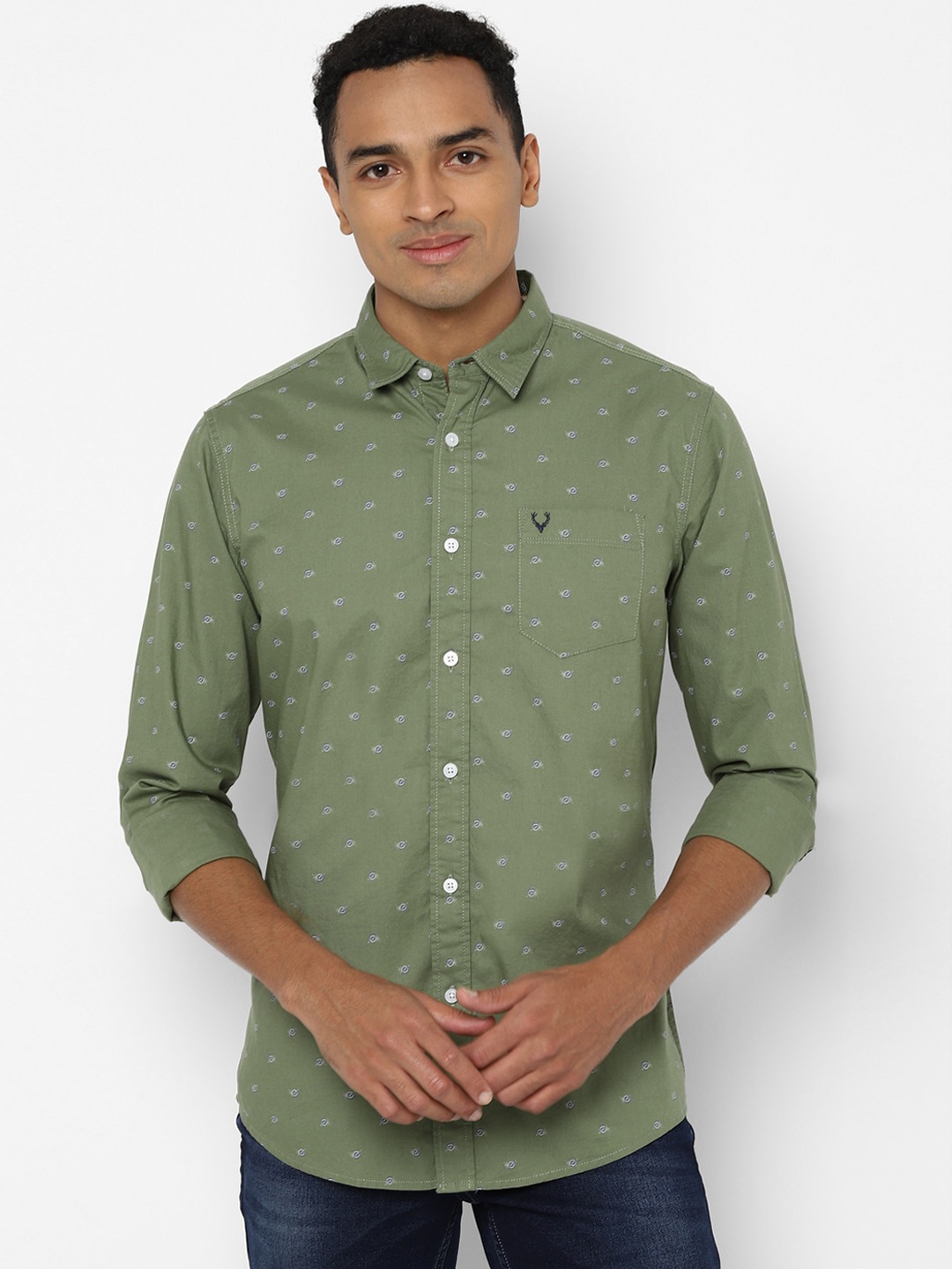 Allen Solly Sport Men Green Regular Fit Printed Casual Shirt