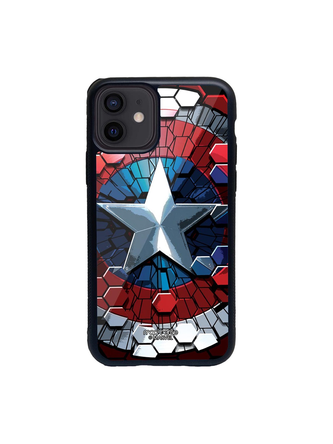 

macmerise Black & Red Hex Shield Glass iPhone 12 Phone Case