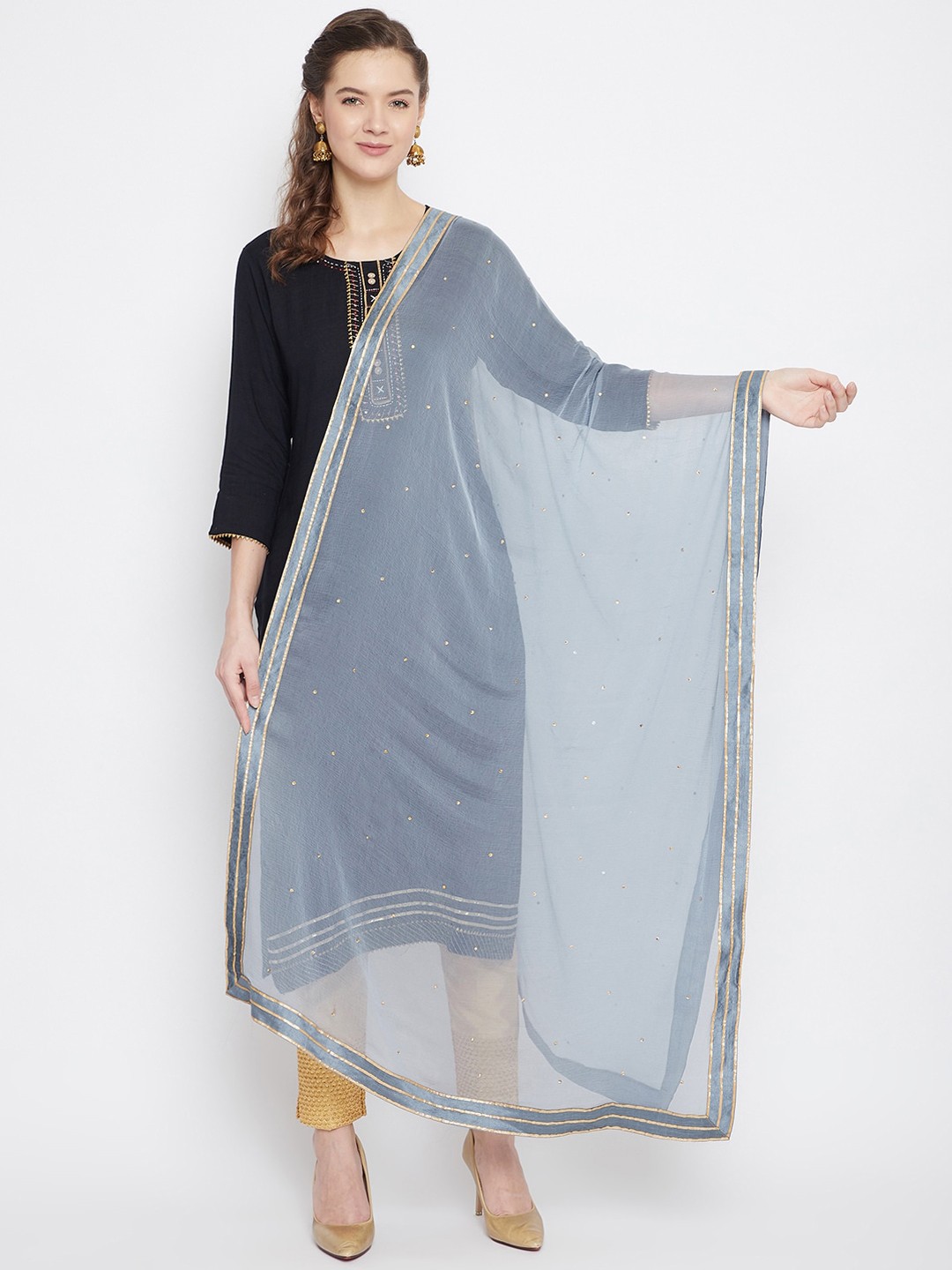 

Clora Creation Grey Solid Dupatta