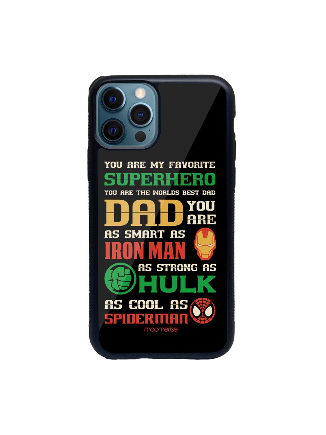 

macmerise Black & Green Superhero Dad Printed iPhone 12 Pro Back Case