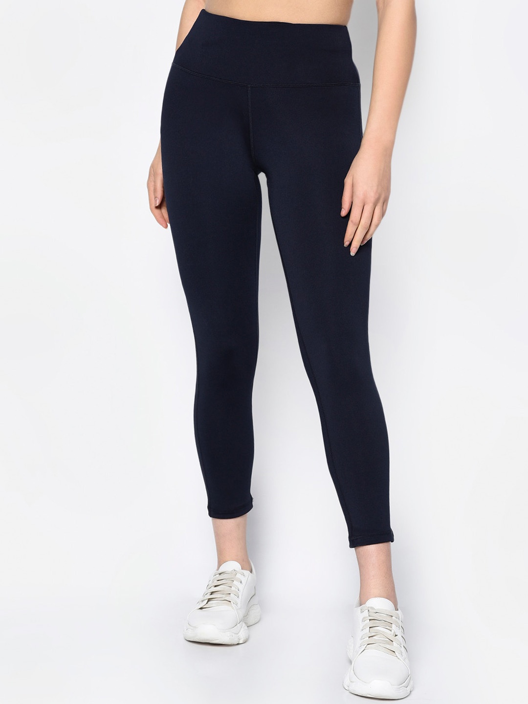 Truerevo Women Navy Blue Solid Antimicrobial Tights