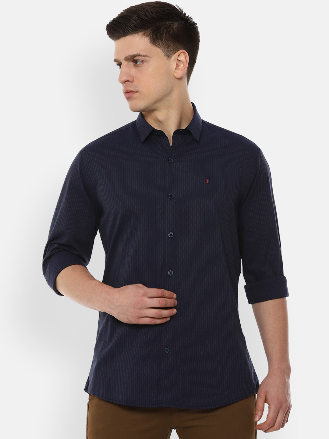 

Louis Philippe Sport Men Navy Blue Solid Casual Shirt