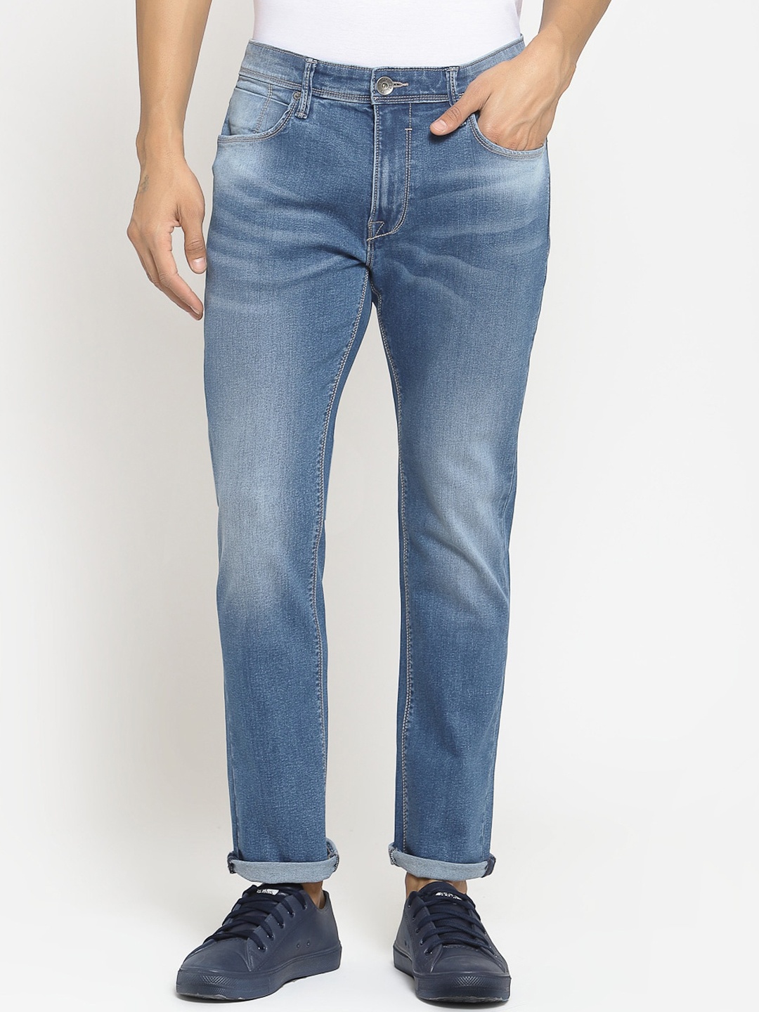 

Pepe Jeans Men Blue Straight Fit Mid-Rise Stretchable Clean Look Jeans