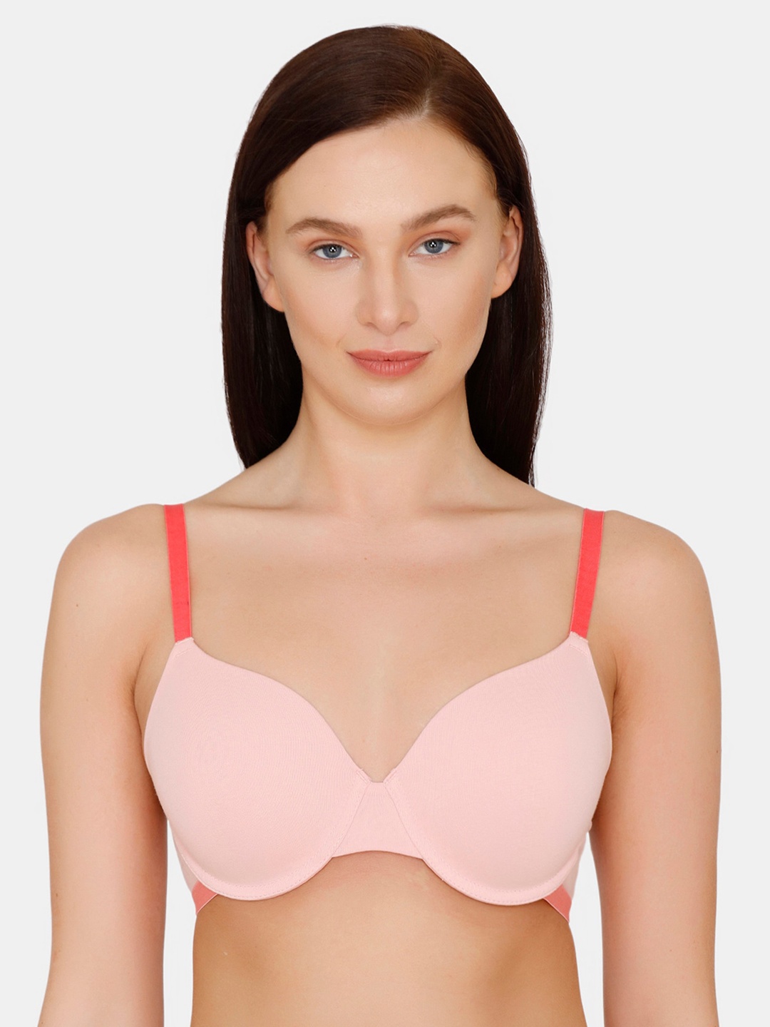 

Zivame Pink & Red Solid Underwired Lightly Padded T-shirt Bra ZI10S3FASHAPINK