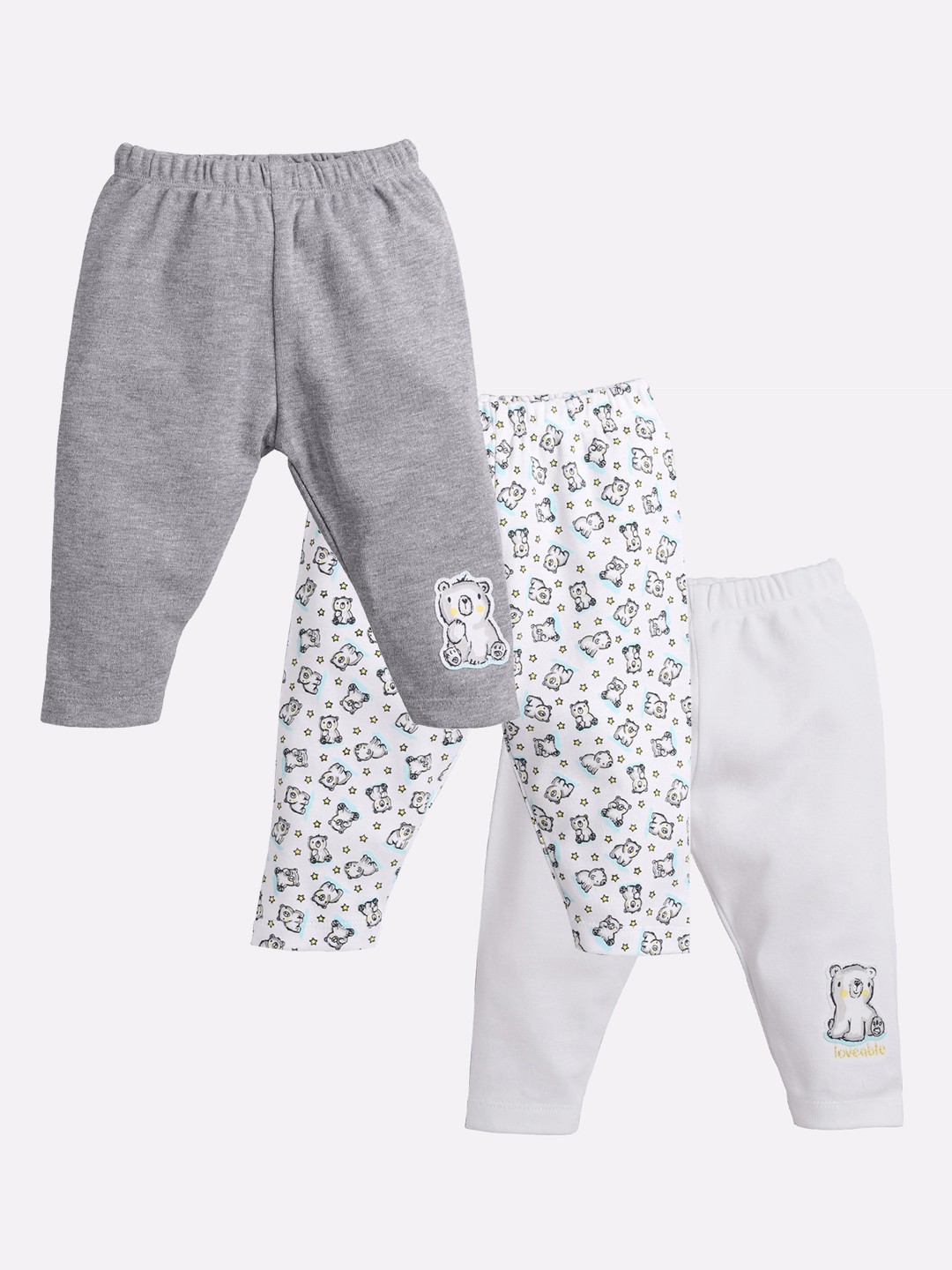

BABY GO Infant Kids Pack Of 3 Lounge Pants, White