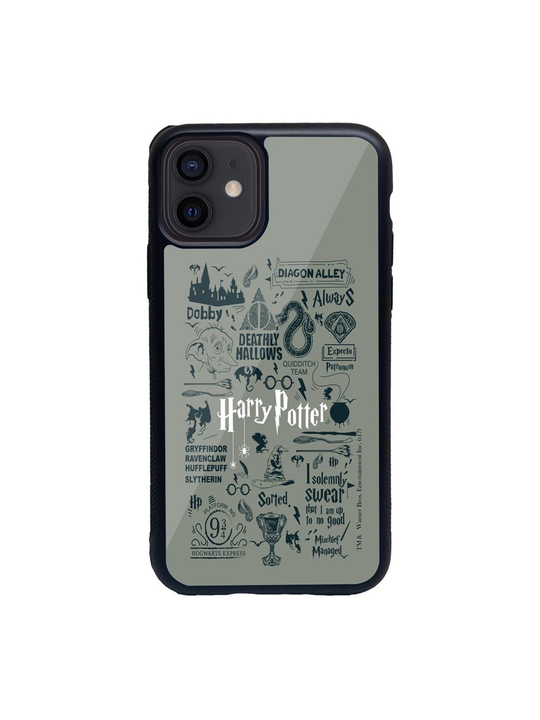 

macmerise Grey & Green Harry Potter Infographic Glass iPhone 12 Mini Phone Case