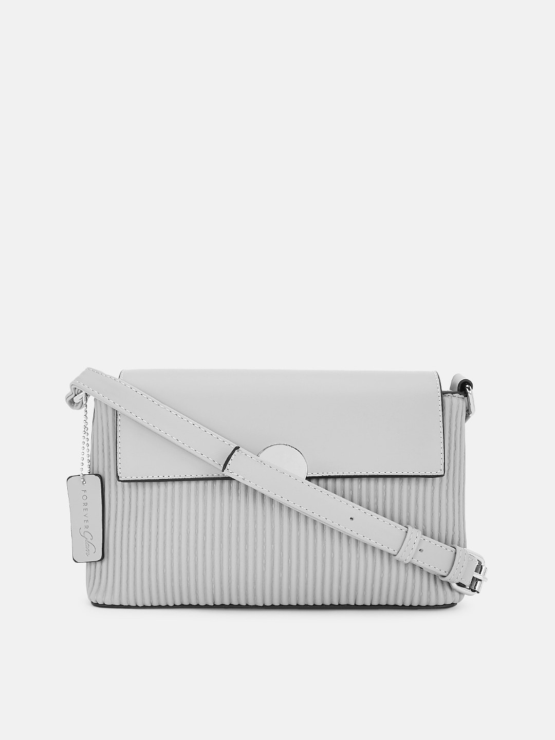 

Forever Glam by Pantaloons Grey Striped Leather Sling Bag