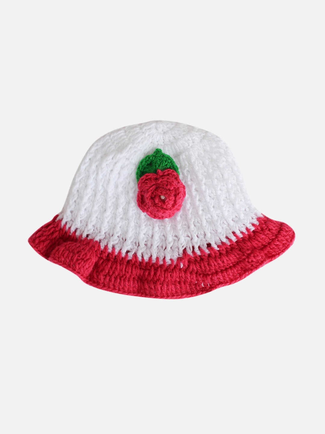 

Woonie Kids White & Red Self Design Beanie