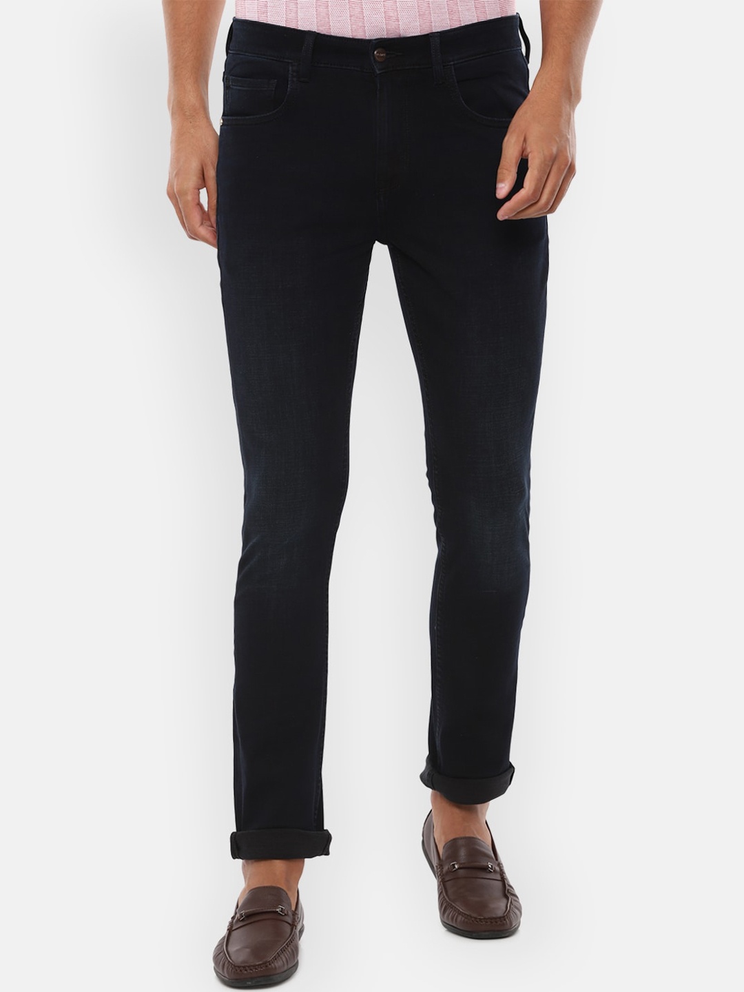 Louis Philippe Jeans Men Navy Blue Slim Fit Mid-Rise Clean Look Jeans
