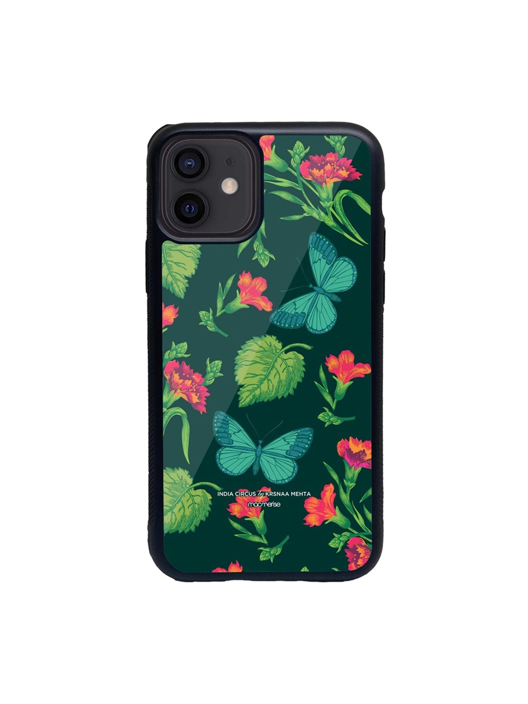 macmerise Black & Green Butterfly effect Glass iPhone 12 Phone Case