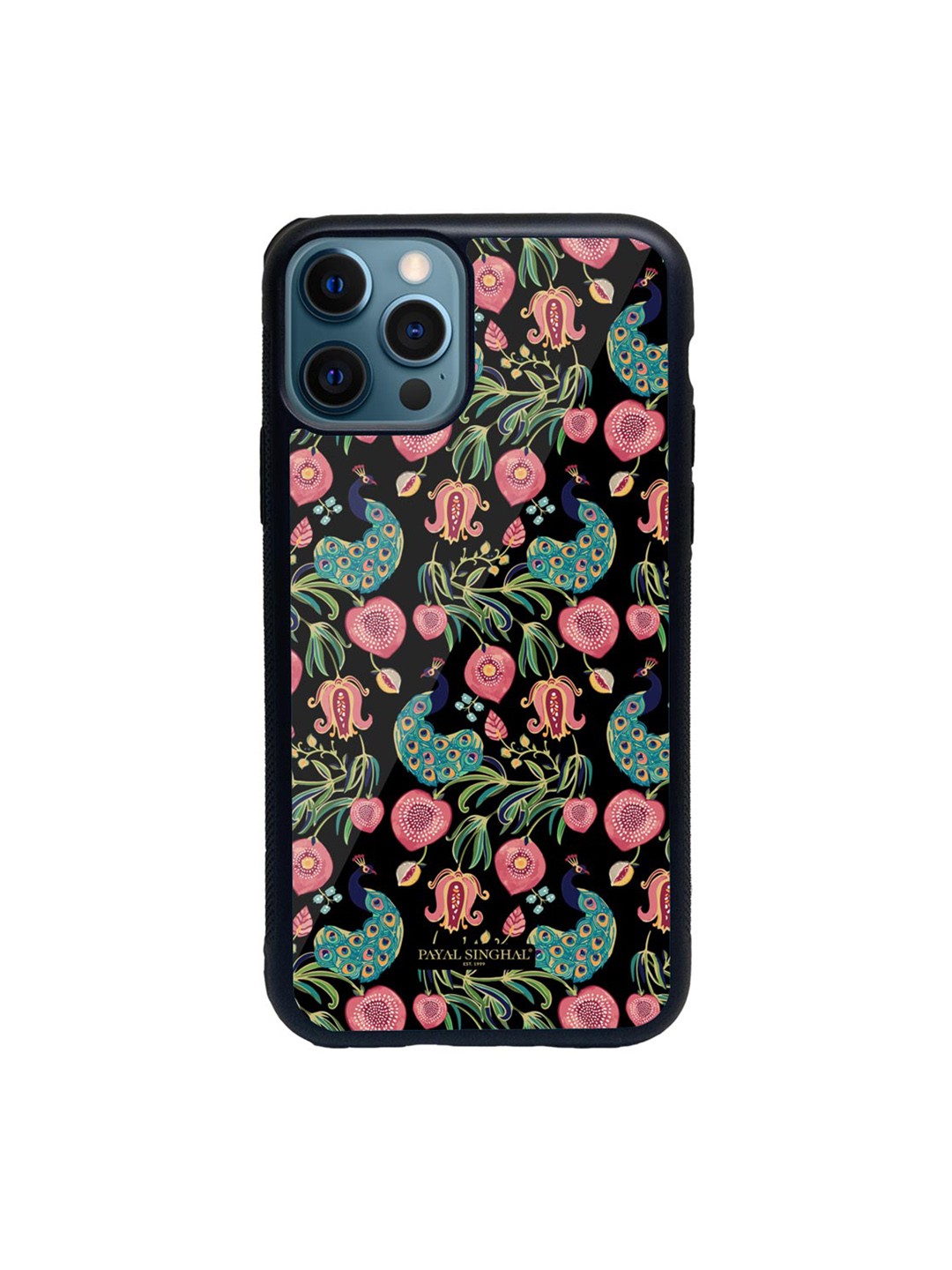 

macmerise Black & Pink Payal Singhal Anaar and Mor Glass iPhone 12 Pro Phone Case