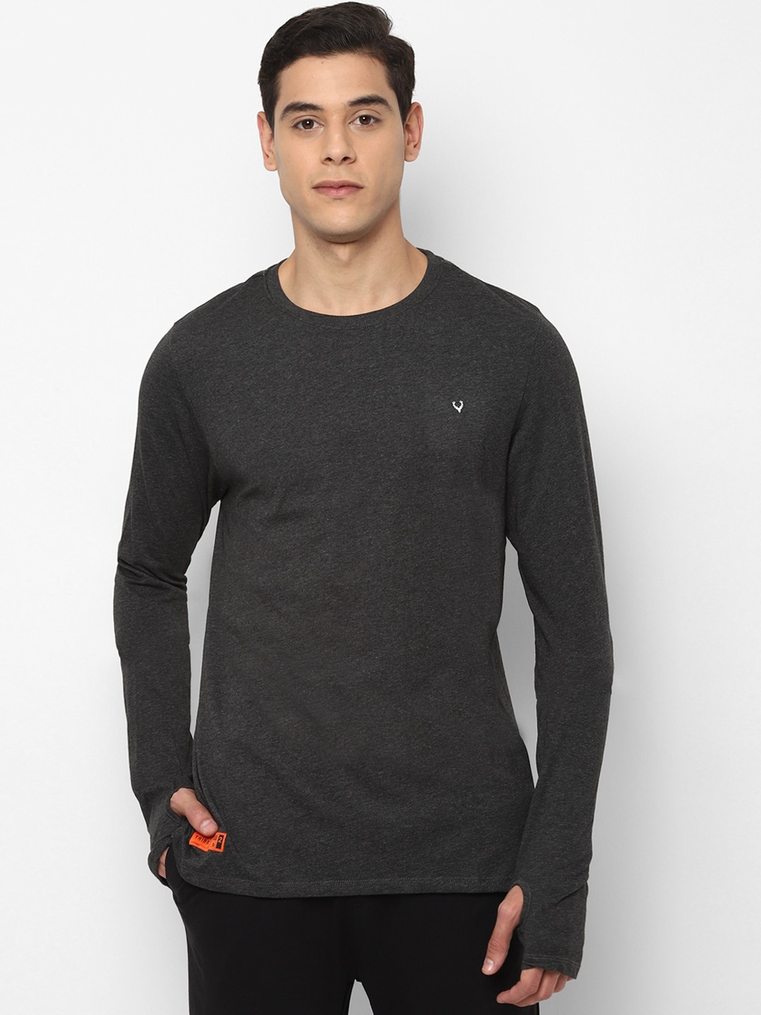 

Allen Solly Men Grey Solid Round Neck T-shirt