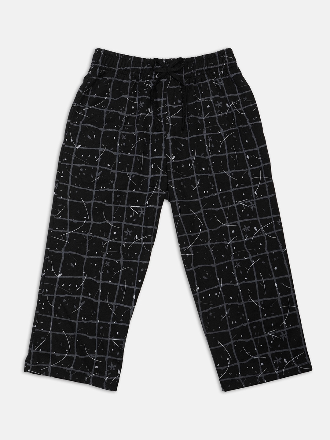 

Nins Moda Girls Black Printed Regular Fit Capris