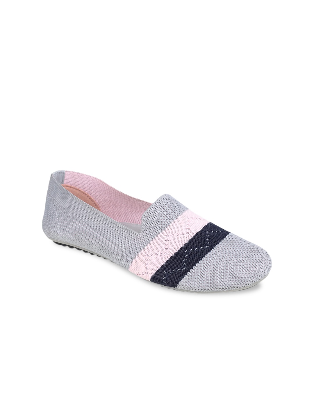 

REFOAM Women Grey & Pink Woven Design Slip-On Sneakers