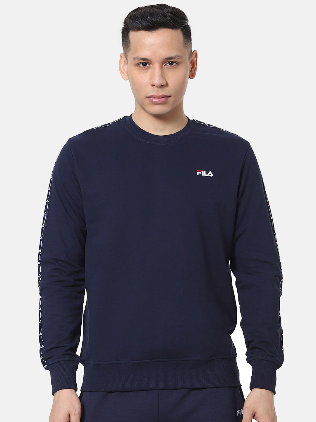 

FILA Men Navy Blue Solid Sweatshirt