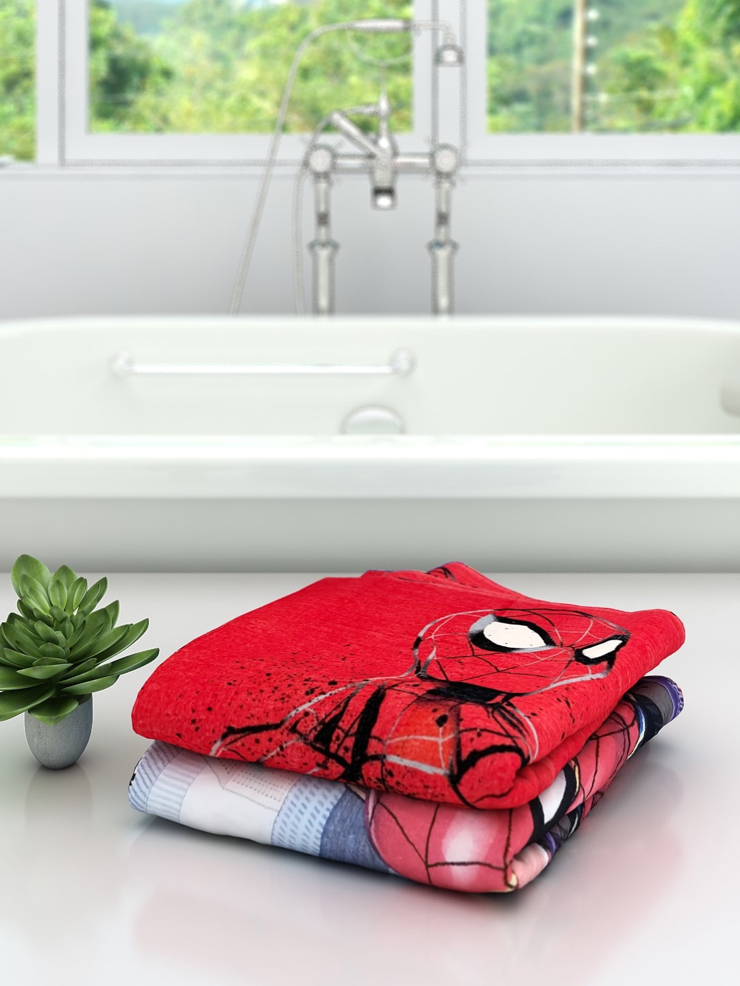 

Marvel Kids Set Of 2 Printed 350 GSM Cotton Bath Towels, Red
