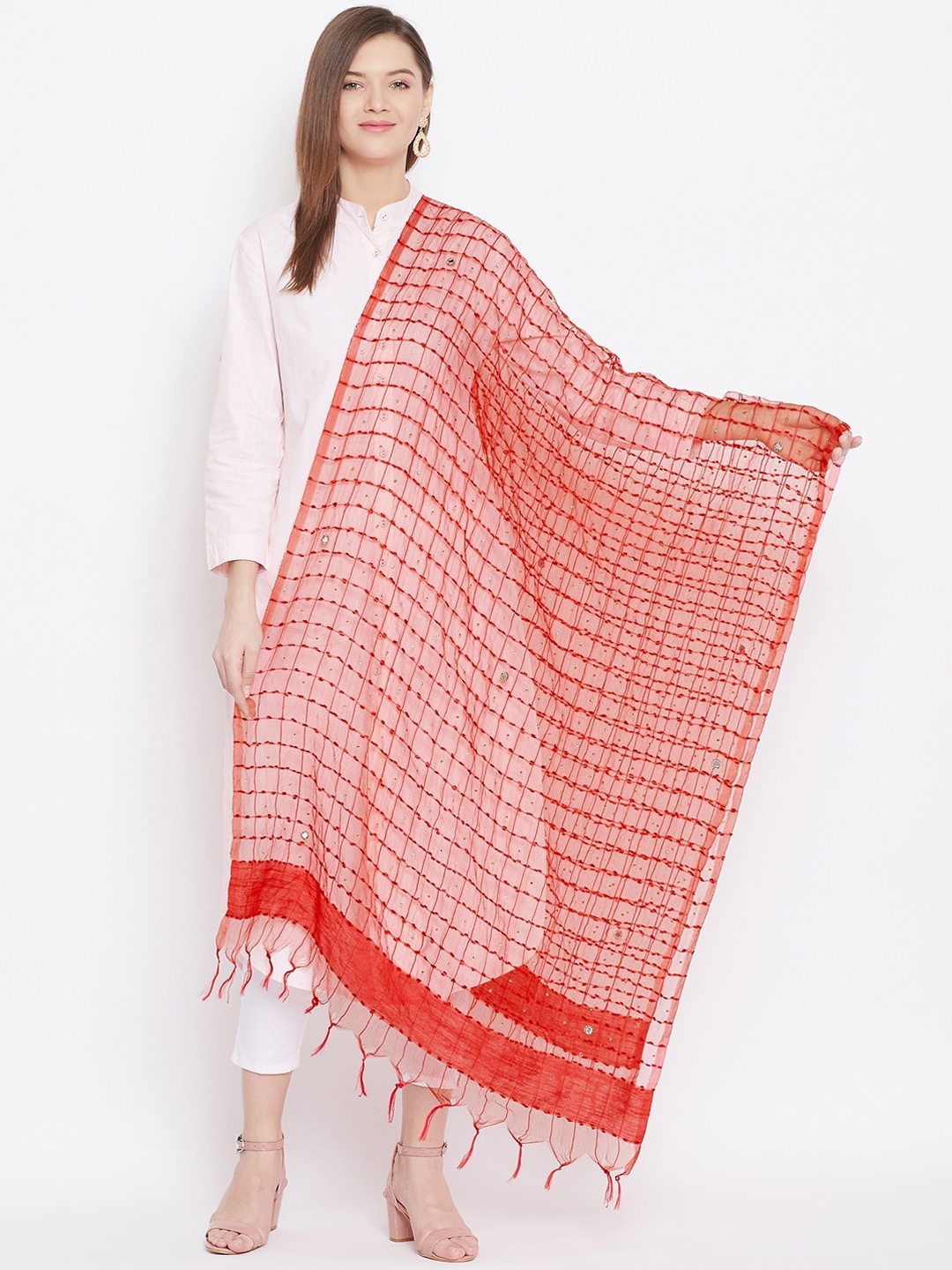 

Clora Creation Red Woven Design Dupatta
