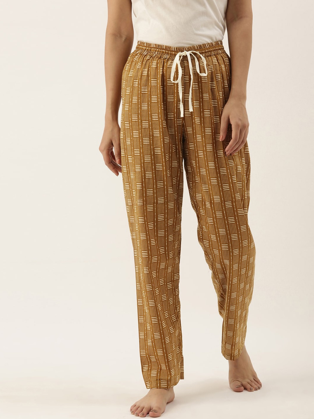 

Bannos Swagger Women Mustard & White Printed Lounge Pants