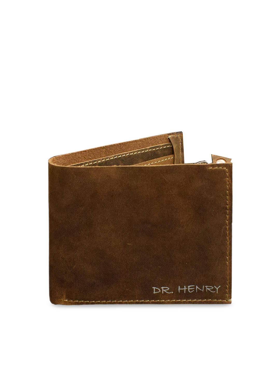 

DR. HENRY Men Tan Brown Solid Leather Two Fold Wallet