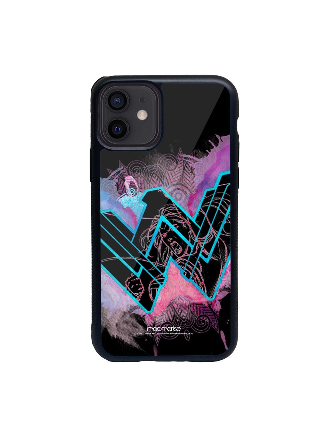 

Macmerise Black & Pink Wonder Woman Splash Glass Case for iPhone 12 Mini Back Case