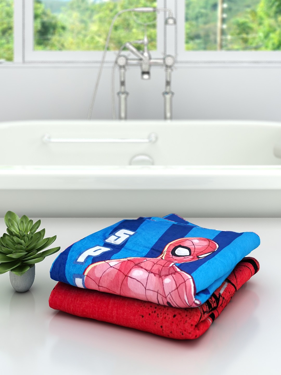 

Marvel Kids Set Of 2 Printed 350 GSM Bath Towels, Blue
