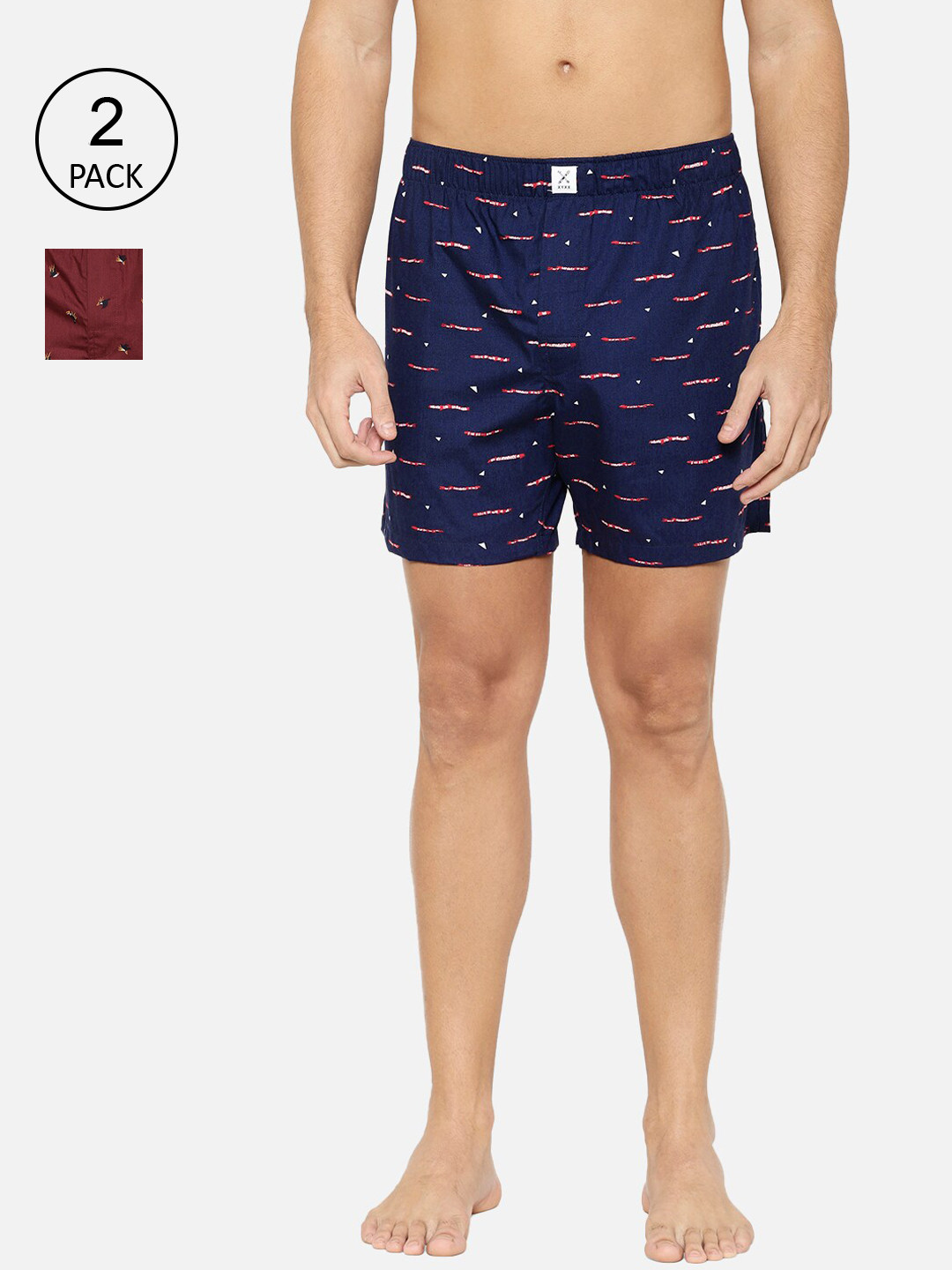 

XYXX Men Pack Of 2 Printed Boxers XYBOX2PCKN195, Navy blue