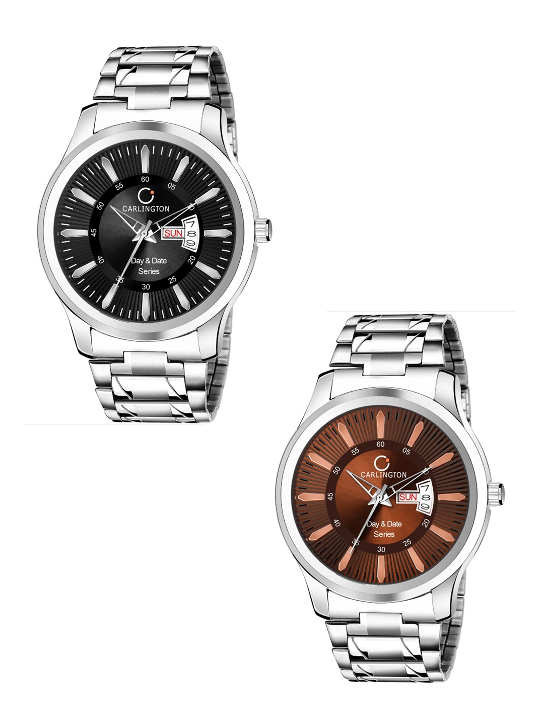 

CARLINGTON Men Black & Brown Analogue Watch Combo G01 Black and Brown