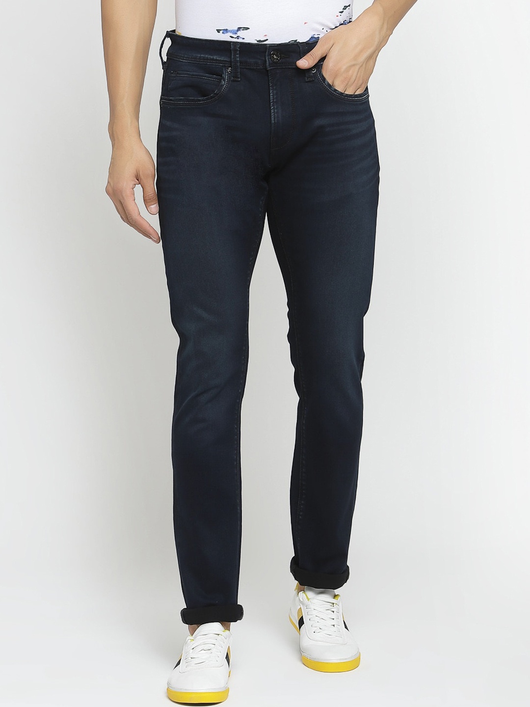 

Pepe Jeans Men Skinny Fit Low-Rise Clean Look Stretchable Jeans, Blue