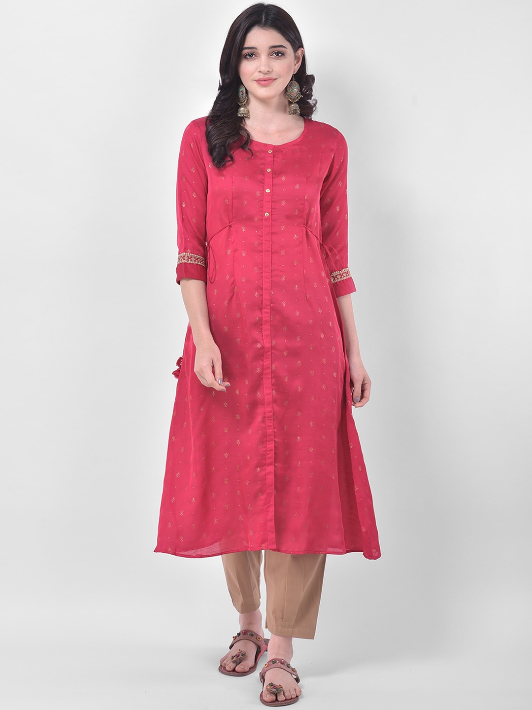 

Span Women Pink Ethnic Motifs Thread Work Kurta