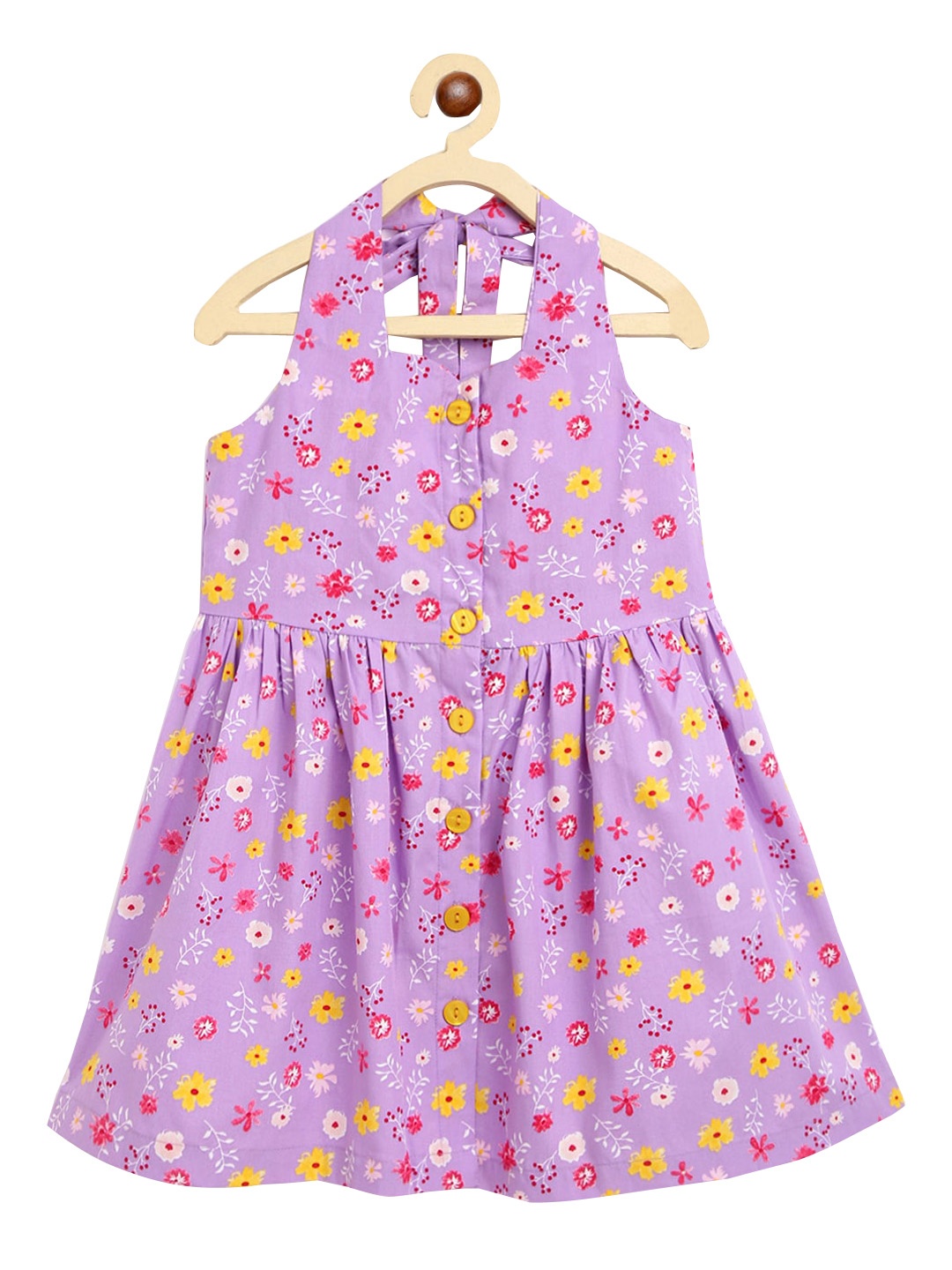 

Campana Girls Purple Printed A-Line Dress
