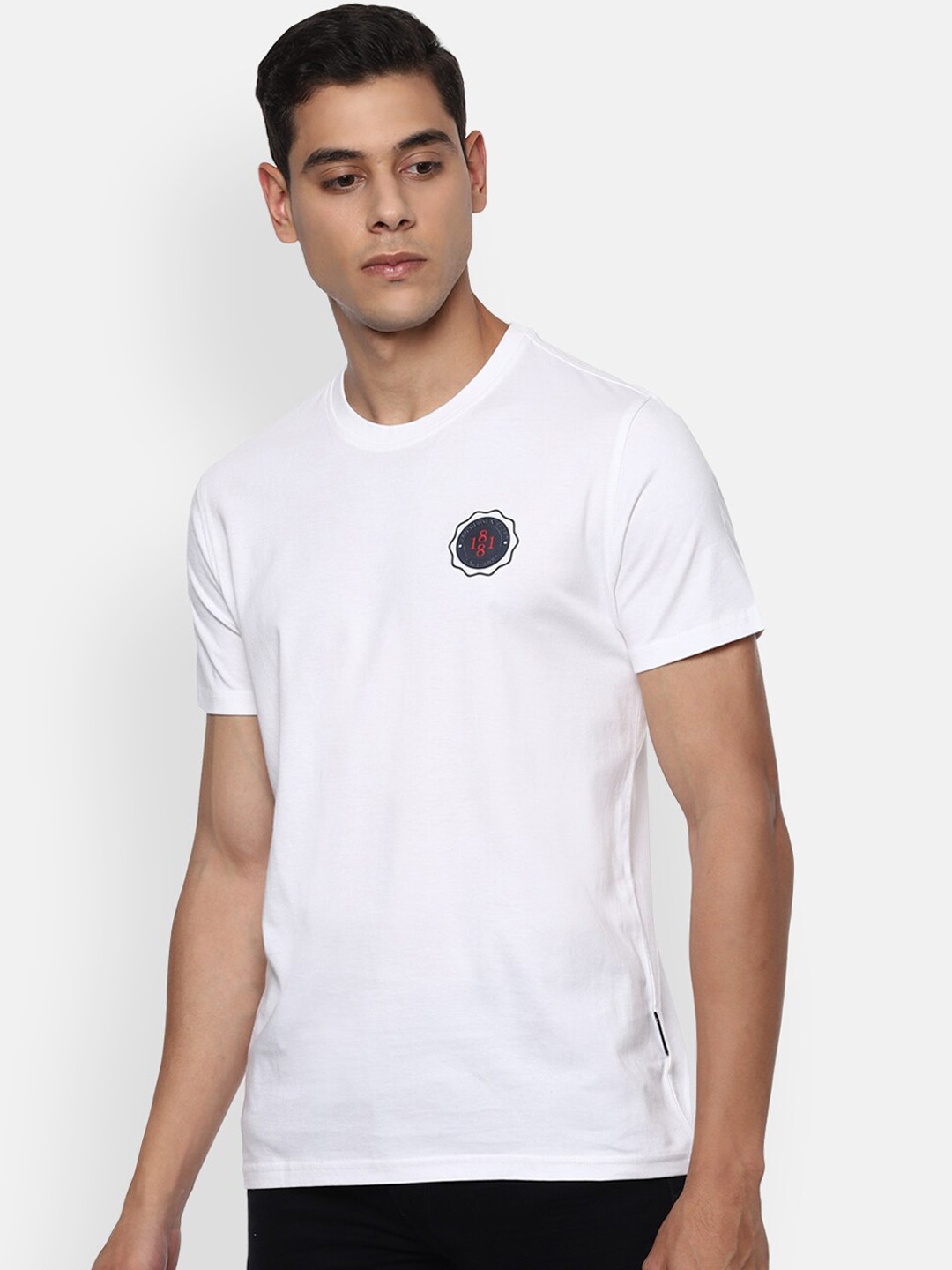 

Van Heusen Sport Men White Black Printed Round Neck Pure Cotton T-shirt