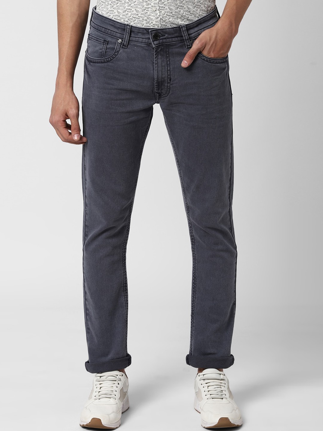 

Peter England Casuals Men Grey Slim Fit Mid-Rise Clean Look Jeans