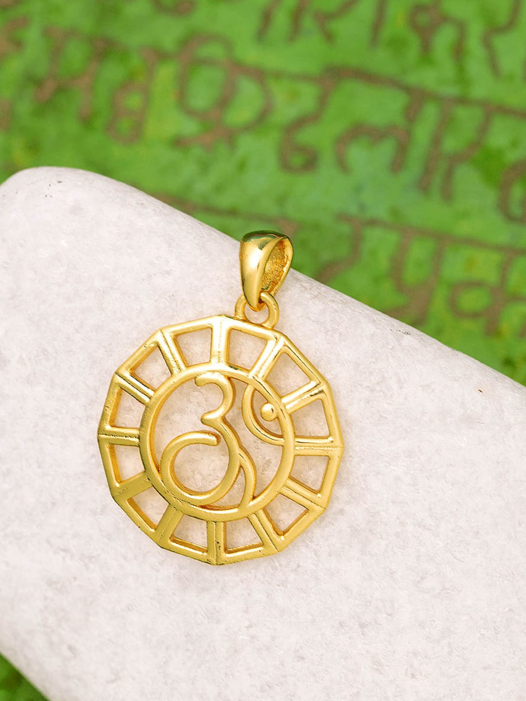 

Dare by Voylla Men Gold-Plated OM Shaped Spiritual Saga Pendant