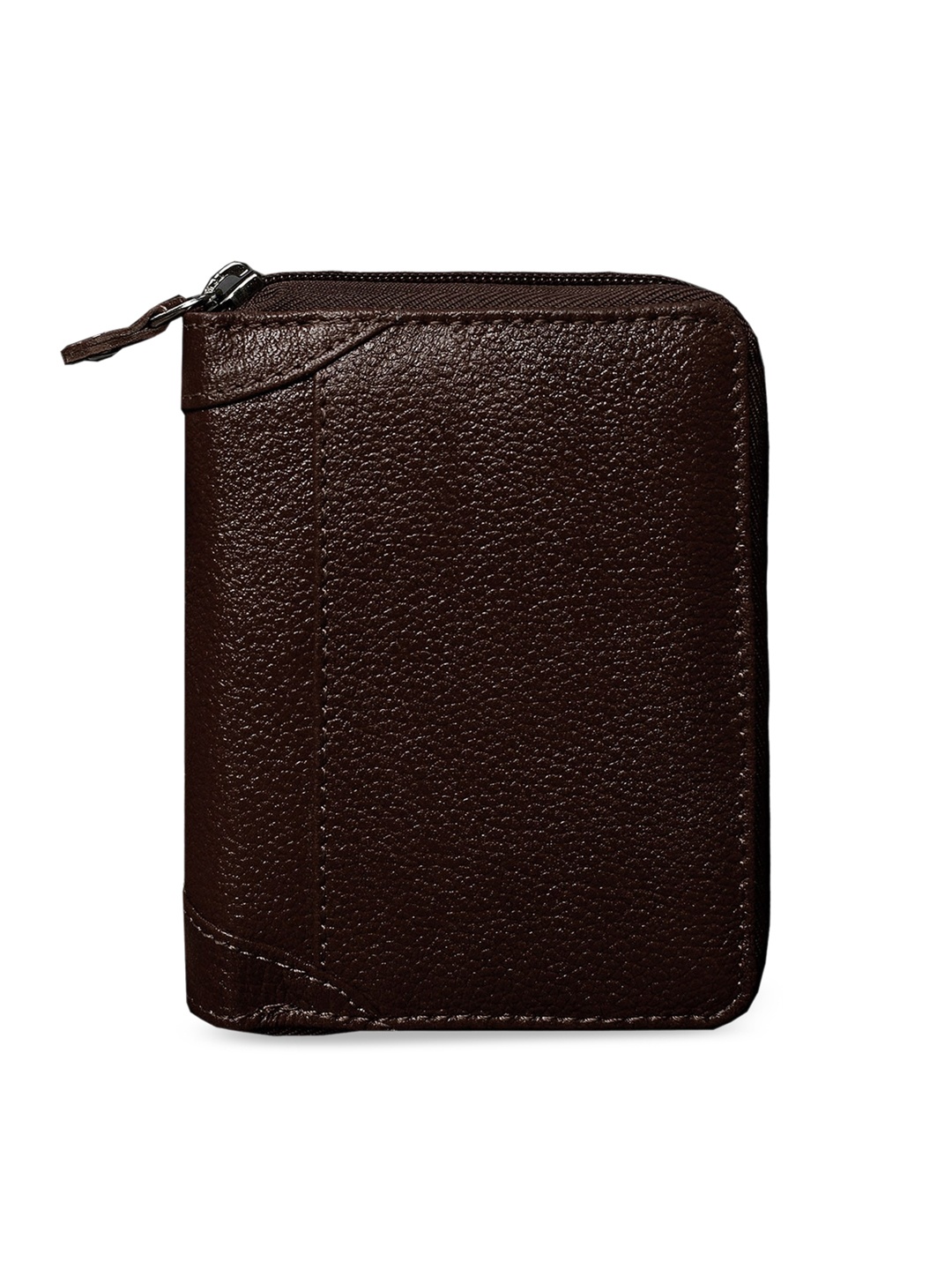 

ABYS Men Coffee Brown Textured Zip Around Wallet