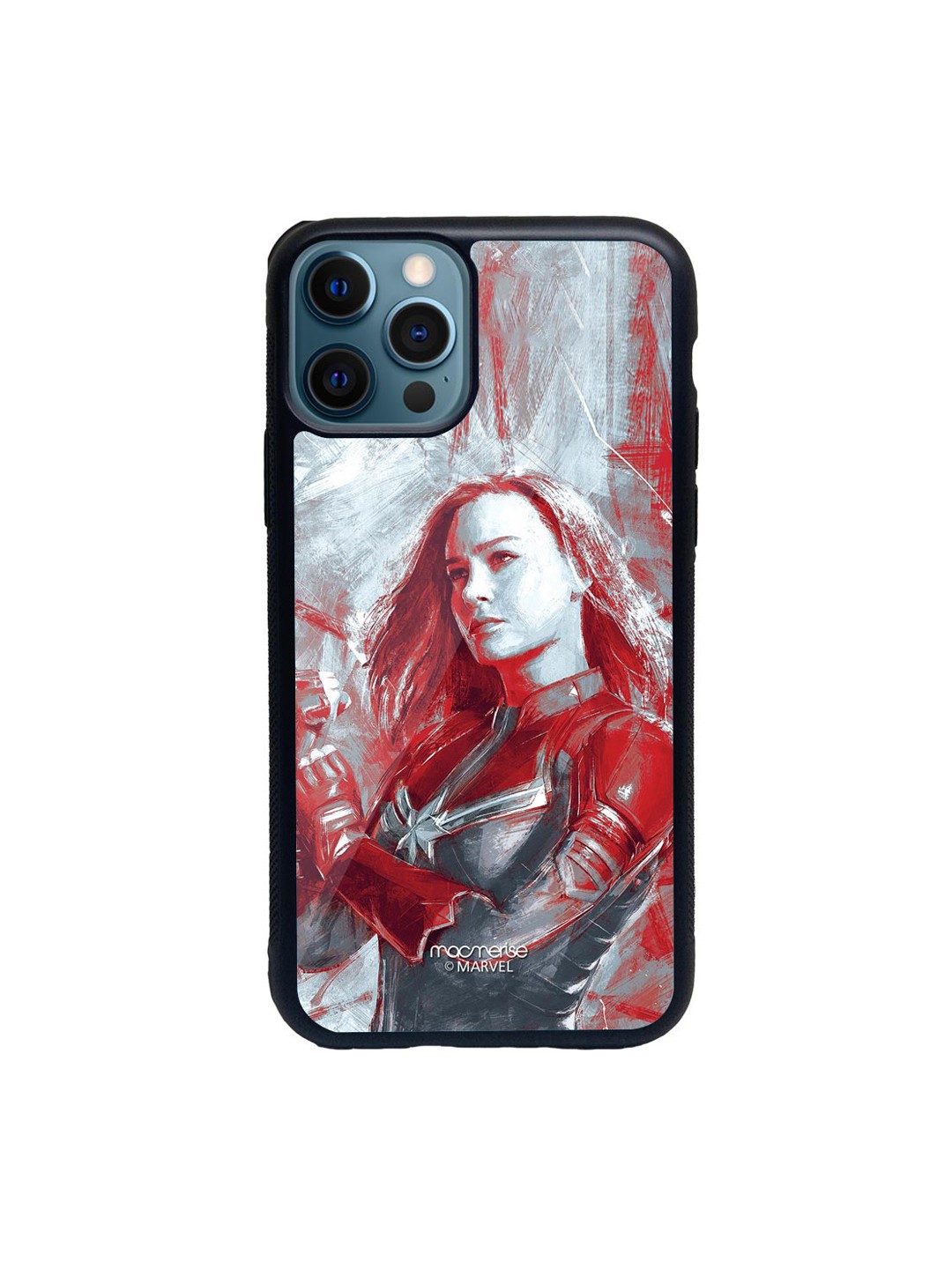 

Macmerise Red & Silver-Toned Charcoal Art Capt Marvel Glass iPhone 12 Pro Phone Case