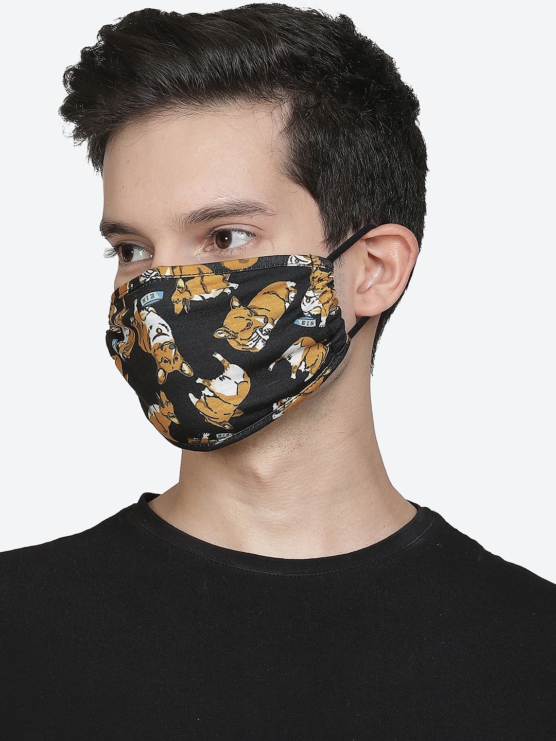 

Free Authority Men Black & White Printed 3-Ply Cloth Mask
