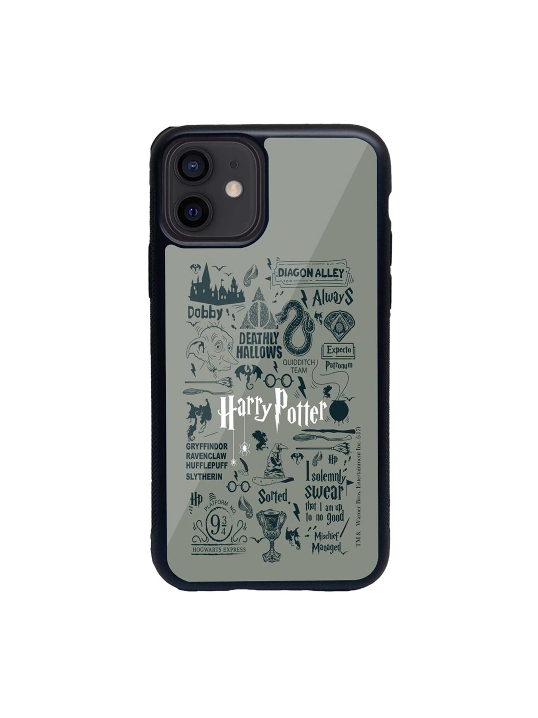 

macmerise Grey & Green Harry Potter Infographic Glass iPhone 12 Phone Case