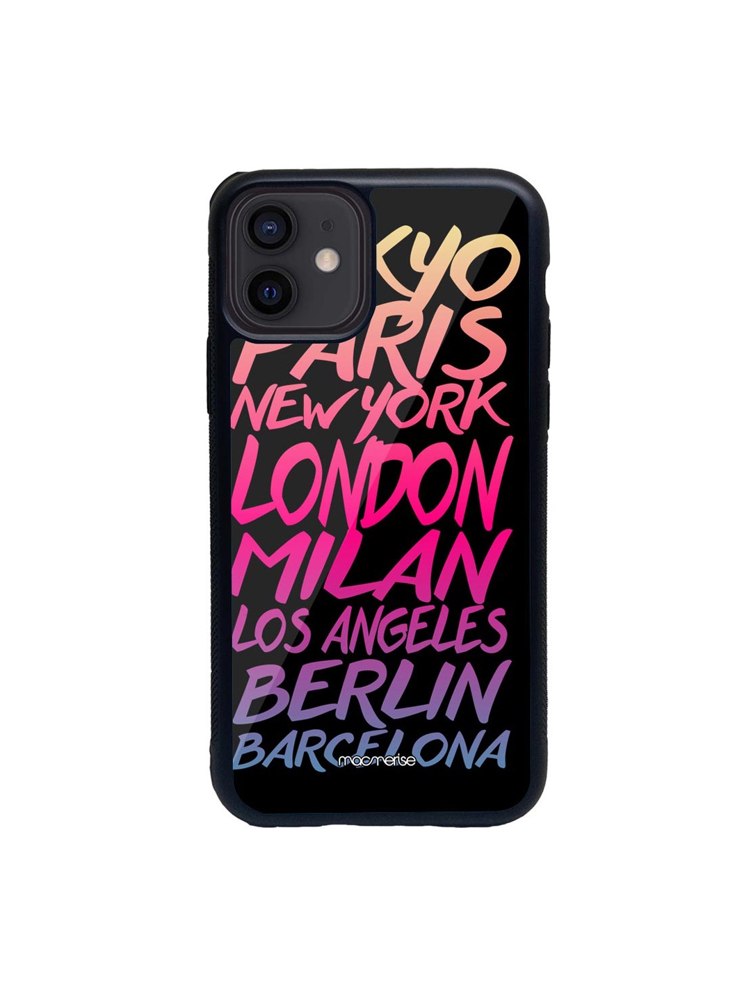 

macmerise Black & Pink Fashion Cities Glass iPhone 12 Mini Phone Case