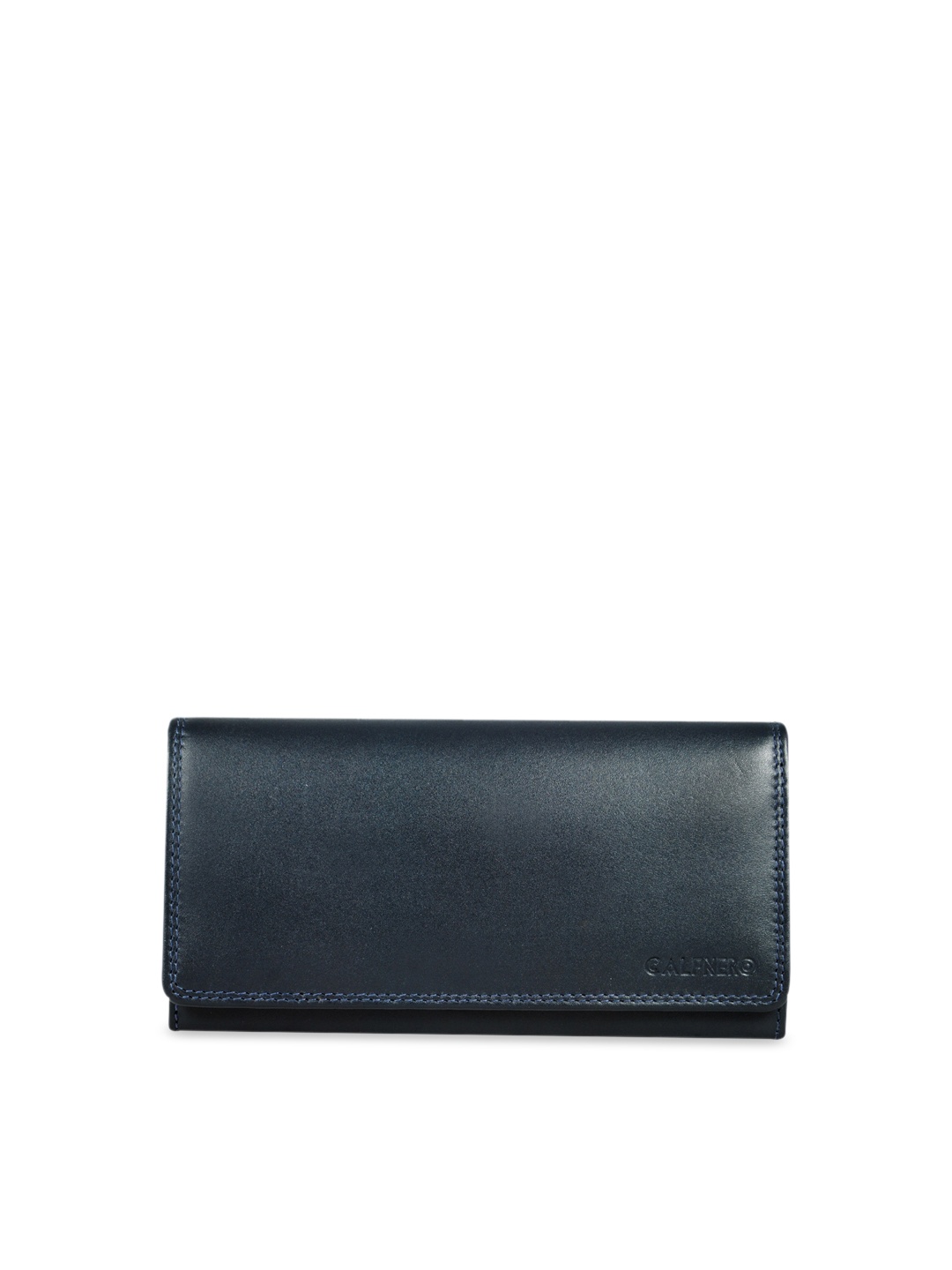 

CALFNERO Women Leather Three-Fold Wallet, Navy blue