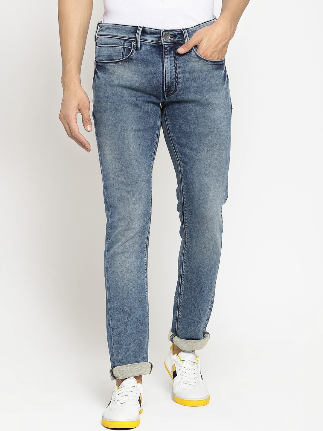 

Pepe Jeans Men Skinny Fit Low-Rise Clean Look Stretchable Jeans, Blue