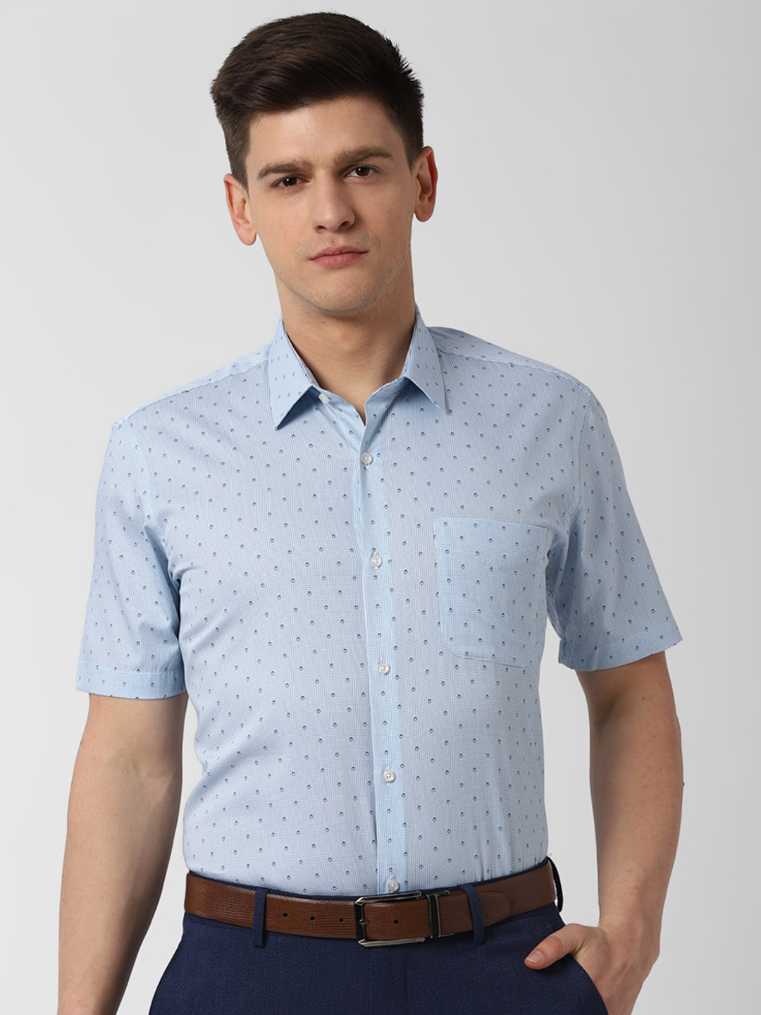 

Peter England Men Blue Printed Casual Shirt