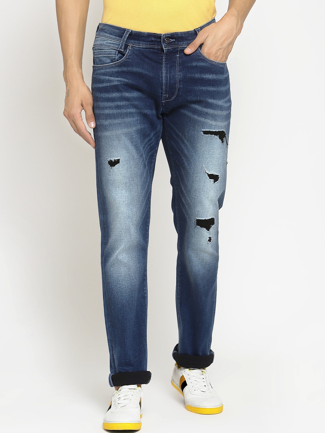 

Pepe Jeans Men Blue Slim Fit Mid-Rise Stretchable Mildly Distressed Jeans