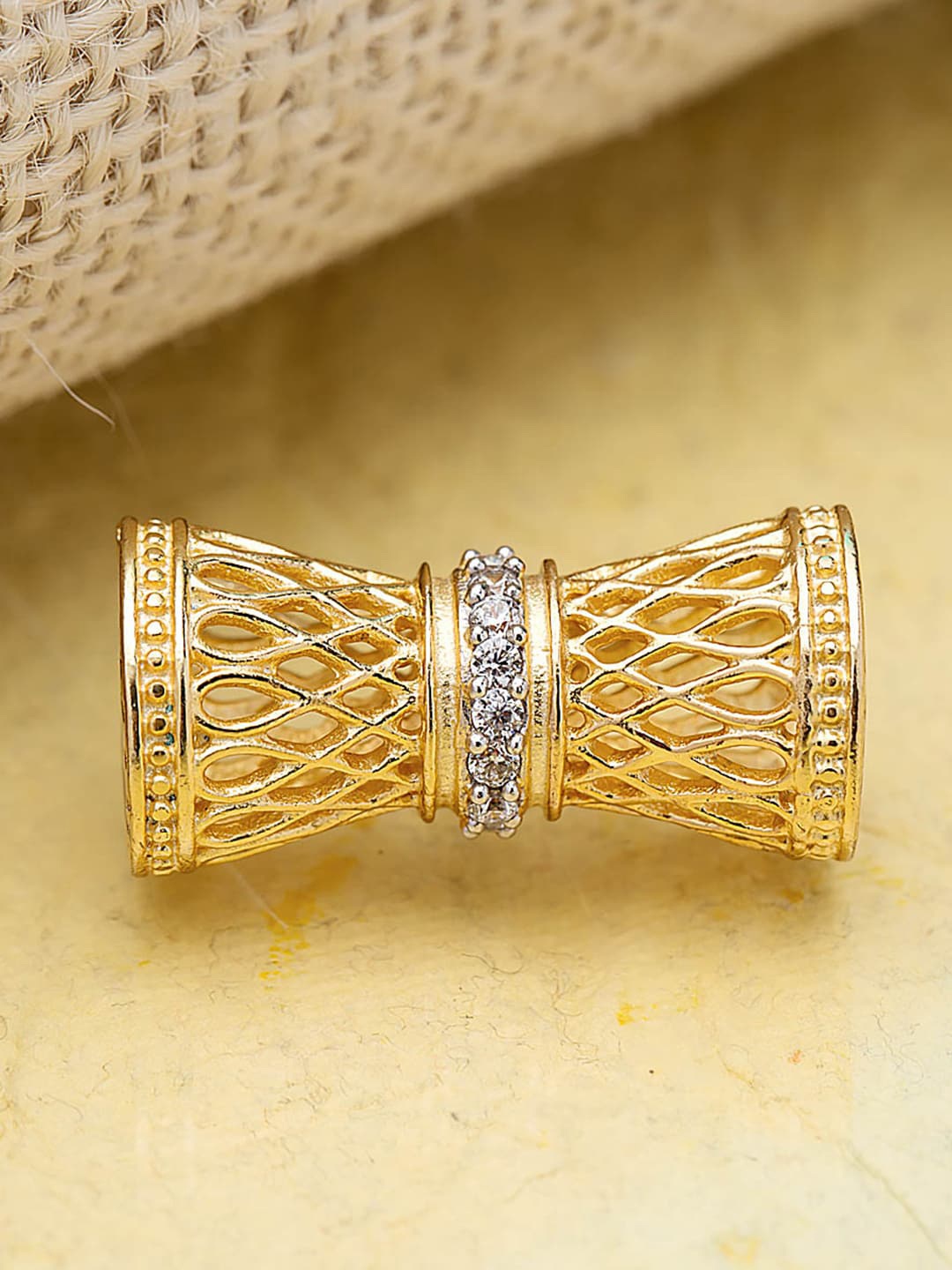 

Dare by Voylla Men Gold-Toned & White CZ-Studded Handcrafted Spiritual Saga Pendant