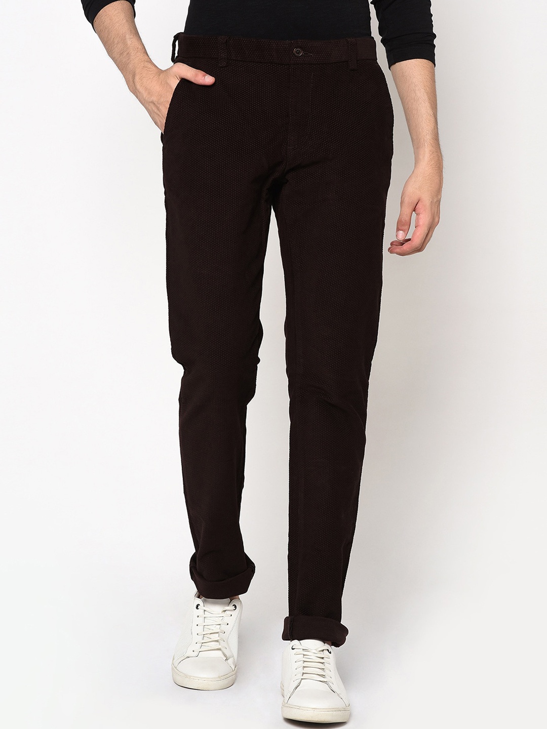 

Blackberrys Men Brown B-95 Slim Fit Solid Regular Trousers